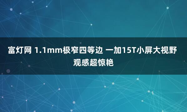富灯网 1.1mm极窄四等边 一加15T小屏大视野 观感超惊艳