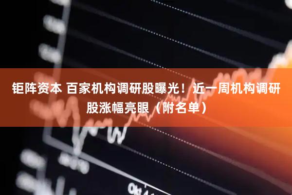 钜阵资本 百家机构调研股曝光！近一周机构调研股涨幅亮眼（附名单）